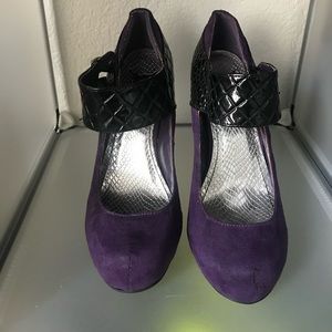 Purple velvet heels